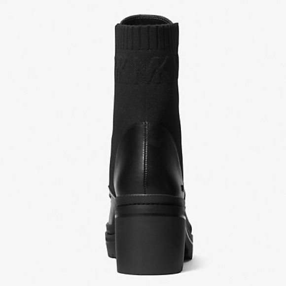 Michael Kors | Brea Stretch-Knit and Leather Combat Boot - Picture 2 of 3